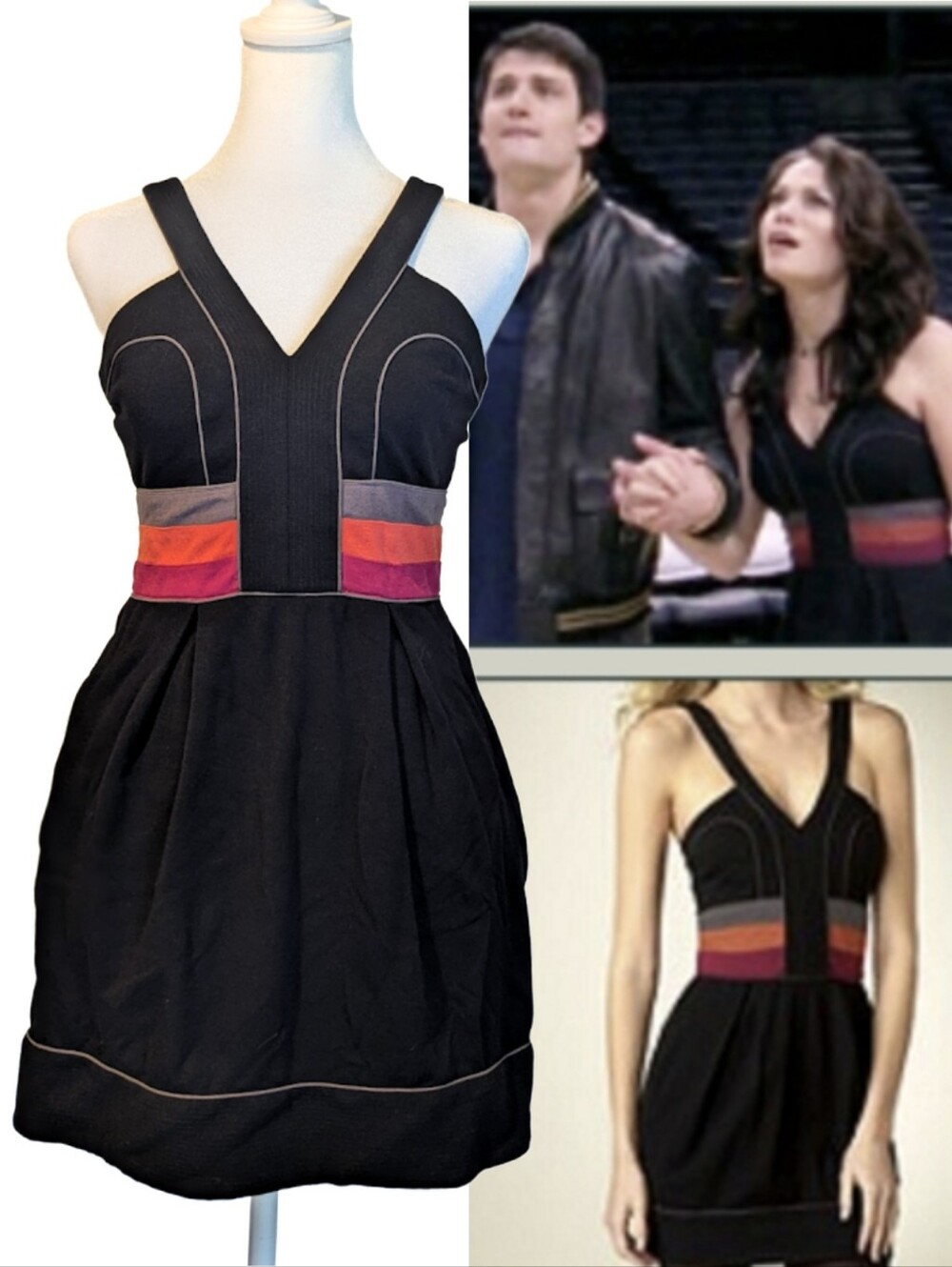 ASO One Tree Hill BCBGMAXAZRIA Colorblock Dress Fitted Mini Dress Size 4